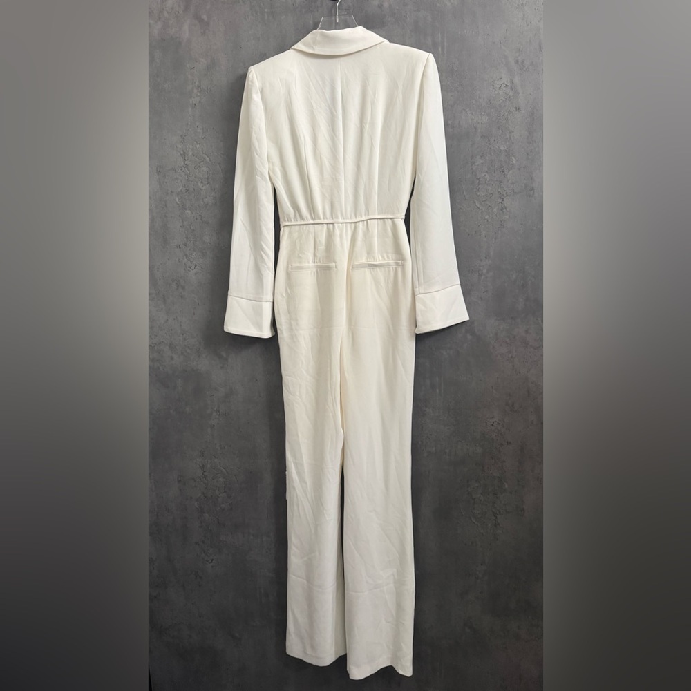 Cinq a Sept Ivory Holiday Macie Wrap Jumpsuit Size 0 B966 - Picture 7 of 7